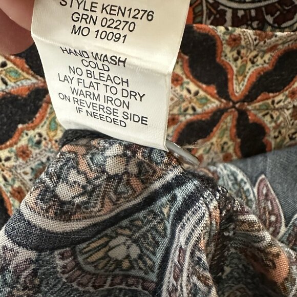 Anthropologie Fig & Flower Top Womens Sz Medium Black Artsy Boho Tunic Floral - Picture 13 of 13